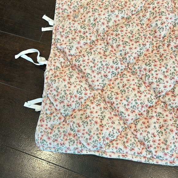 Pottery Barn Pink Floral Green Print  Corduroy European Shams  Set of 2 28x20 P - Picture 3 of 10